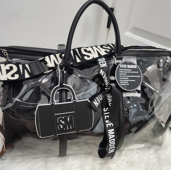 🔹️Steve Madden  🔹 Black 6 PC Travel  clear Gift Set "the cozy set"  NWT.. - Picture 4 of 13